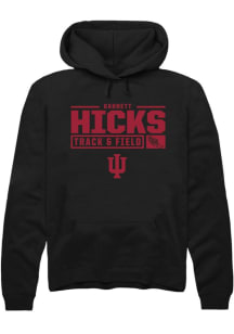 Garrett Hicks Rally Mens Black Indiana Hoosiers NIL Stacked Box Track Hooded Sweatshirt
