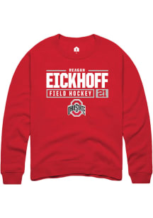 Reagan Eickhoff  Rally Ohio State Buckeyes Mens Red NIL Stacked Box Long Sleeve Crew Sweatshirt