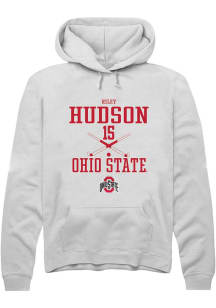 Riley Hudson  Rally Ohio State Buckeyes Mens White NIL Sport Icon Long Sleeve Hoodie