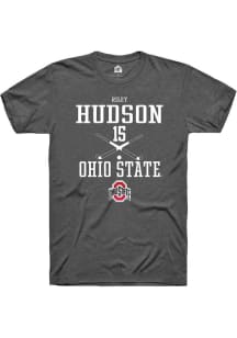 Riley Hudson  Ohio State Buckeyes Dark Grey Rally NIL Sport Icon Short Sleeve T Shirt