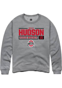 Riley Hudson  Rally Ohio State Buckeyes Mens Graphite NIL Stacked Box Long Sleeve Crew Sweatshir..