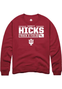 Garrett Hicks Rally Mens Red Indiana Hoosiers NIL Stacked Box Track Crew Sweatshirt