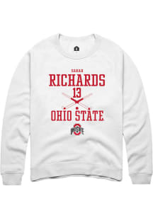 Sarah Richards  Rally Ohio State Buckeyes Mens White NIL Sport Icon Long Sleeve Crew Sweatshirt