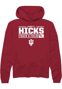 Garrett Hicks Rally Mens Red Indiana Hoosiers NIL Stacked Box Track Hooded Sweatshirt
