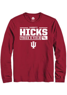 Garrett Hicks Rally Mens Red Indiana Hoosiers NIL Stacked Box Track Tee