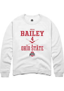 Zella Bailey  Rally Ohio State Buckeyes Mens White NIL Sport Icon Long Sleeve Crew Sweatshirt