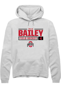 Zella Bailey  Rally Ohio State Buckeyes Mens White NIL Stacked Box Long Sleeve Hoodie