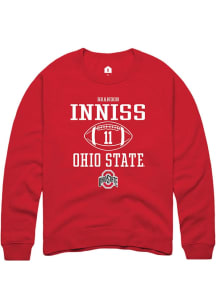 Brandon Inniss  Rally Ohio State Buckeyes Mens Red NIL Sport Icon Long Sleeve Crew Sweatshirt