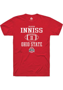 Brandon Inniss  Ohio State Buckeyes Red Rally NIL Sport Icon Short Sleeve T Shirt