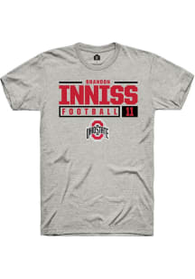 Brandon Inniss  Ohio State Buckeyes Ash Rally NIL Stacked Box Short Sleeve T Shirt