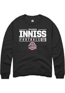 Brandon Inniss  Rally Ohio State Buckeyes Mens Black NIL Stacked Box Long Sleeve Crew Sweatshirt