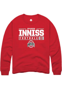 Brandon Inniss  Rally Ohio State Buckeyes Mens Red NIL Stacked Box Long Sleeve Crew Sweatshirt