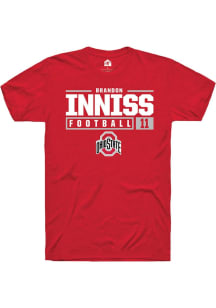 Brandon Inniss  Ohio State Buckeyes Red Rally NIL Stacked Box Short Sleeve T Shirt