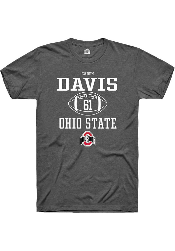 Caden Davis  Ohio State Buckeyes Dark Grey Rally NIL Sport Icon Short Sleeve T Shirt