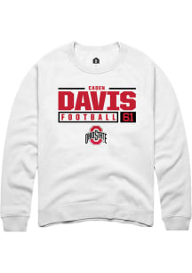 Caden Davis  Rally Ohio State Buckeyes Mens White NIL Stacked Box Long Sleeve Crew Sweatshirt