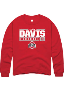 Caden Davis  Rally Ohio State Buckeyes Mens Red NIL Stacked Box Long Sleeve Crew Sweatshirt