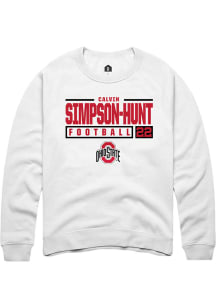 Calvin Simpson-Hunt  Rally Ohio State Buckeyes Mens White NIL Stacked Box Long Sleeve Crew Sweat..