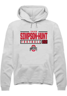 Calvin Simpson-Hunt  Rally Ohio State Buckeyes Mens White NIL Stacked Box Long Sleeve Hoodie