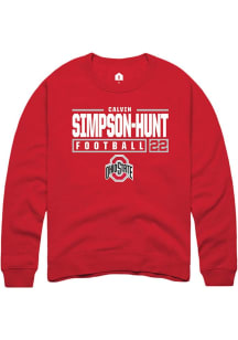 Calvin Simpson-Hunt  Rally Ohio State Buckeyes Mens Red NIL Stacked Box Long Sleeve Crew Sweatsh..