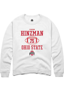Carson Hinzman Rally Mens White Ohio State Buckeyes NIL Sport Icon Crew Sweatshirt