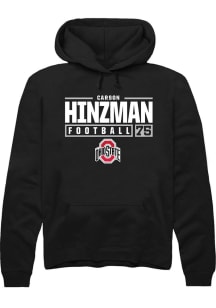 Carson Hinzman Rally Mens Black Ohio State Buckeyes NIL Stacked Box Hooded Sweatshirt