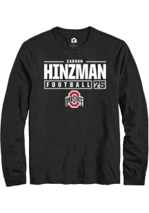 Carson Hinzman Rally Mens Black Ohio State Buckeyes NIL Stacked Box Tee