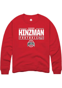 Carson Hinzman Rally Mens Red Ohio State Buckeyes NIL Stacked Box Crew Sweatshirt