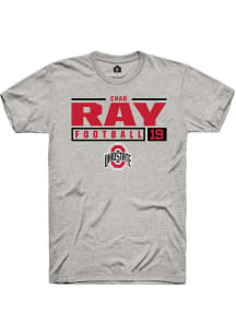 Chad Ray  Ohio State Buckeyes Ash Rally NIL Stacked Box Short Sleeve T Shirt