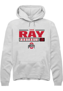 Chad Ray Rally Mens White Ohio State Buckeyes NIL Stacked Box Hooded Sweatshirt