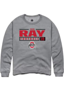 Chad Ray Rally Mens Graphite Ohio State Buckeyes NIL Stacked Box Crew Sweatshirt