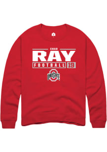 Chad Ray Rally Mens Red Ohio State Buckeyes NIL Stacked Box Crew Sweatshirt