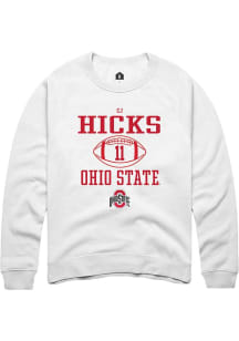 CJ Hicks  Rally Ohio State Buckeyes Mens White NIL Sport Icon Long Sleeve Crew Sweatshirt