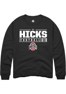 CJ Hicks  Rally Ohio State Buckeyes Mens Black NIL Stacked Box Long Sleeve Crew Sweatshirt