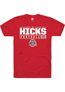 CJ Hicks  Ohio State Buckeyes Red Rally NIL Stacked Box Short Sleeve T Shirt