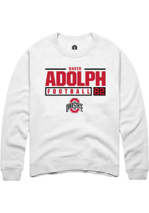 David Adolph  Rally Ohio State Buckeyes Mens White NIL Stacked Box Long Sleeve Crew Sweatshirt