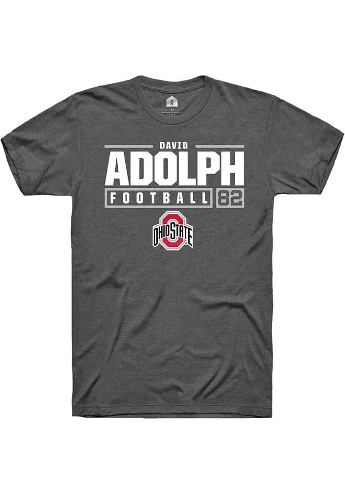 David Adolph  Ohio State Buckeyes Dark Grey Rally NIL Stacked Box Short Sleeve T Shirt