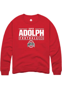 David Adolph  Rally Ohio State Buckeyes Mens Red NIL Stacked Box Long Sleeve Crew Sweatshirt