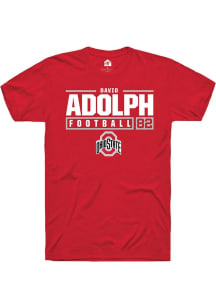 David Adolph Red Ohio State Buckeyes NIL Stacked Box Short Sleeve T Shirt