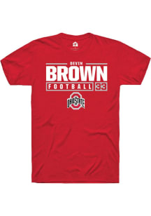 Devin Brown  Ohio State Buckeyes Red Rally NIL Stacked Box Short Sleeve T Shirt