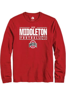 Jace Middleton  Ohio State Buckeyes Red Rally NIL Stacked Box Long Sleeve T Shirt