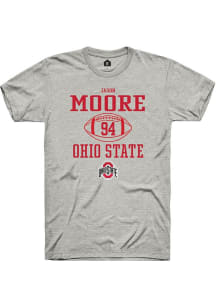 Jason Moore  Ohio State Buckeyes Ash Rally NIL Sport Icon Short Sleeve T Shirt