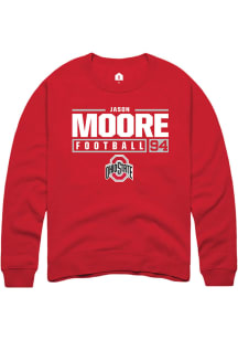 Jason Moore  Rally Ohio State Buckeyes Mens Red NIL Stacked Box Long Sleeve Crew Sweatshirt