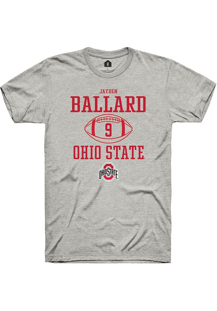 Jayden Ballard  Ohio State Buckeyes Ash Rally NIL Sport Icon Short Sleeve T Shirt