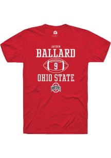 Jayden Ballard  Ohio State Buckeyes Red Rally NIL Sport Icon Short Sleeve T Shirt