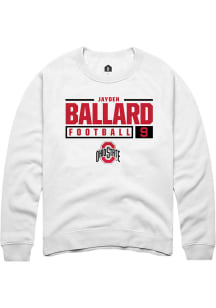 Jayden Ballard  Rally Ohio State Buckeyes Mens White NIL Stacked Box Long Sleeve Crew Sweatshirt