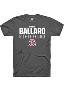 Jayden Ballard  Ohio State Buckeyes Dark Grey Rally NIL Stacked Box Short Sleeve T Shirt