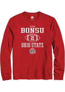 Jayden Bonsu  Ohio State Buckeyes Red Rally NIL Sport Icon Long Sleeve T Shirt