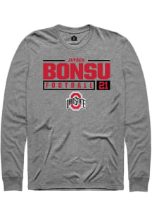 Jayden Bonsu  Ohio State Buckeyes Graphite Rally NIL Stacked Box Long Sleeve T Shirt