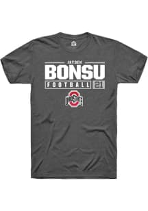 Jayden Bonsu  Ohio State Buckeyes Dark Grey Rally NIL Stacked Box Short Sleeve T Shirt