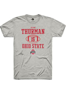 Jelani Thurman  Ohio State Buckeyes Ash Rally NIL Sport Icon Short Sleeve T Shirt